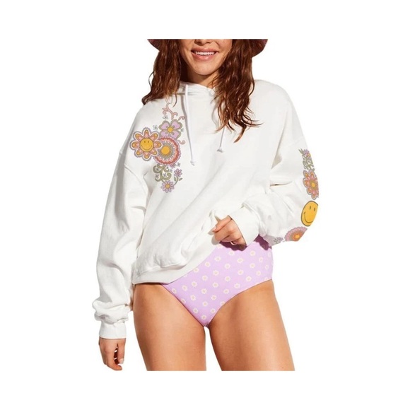 Billabong Tops - Billabong 🌸Floral Graphic White Hoodie